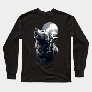 Silver Wolf in the Moonlight Long Sleeve T-Shirt